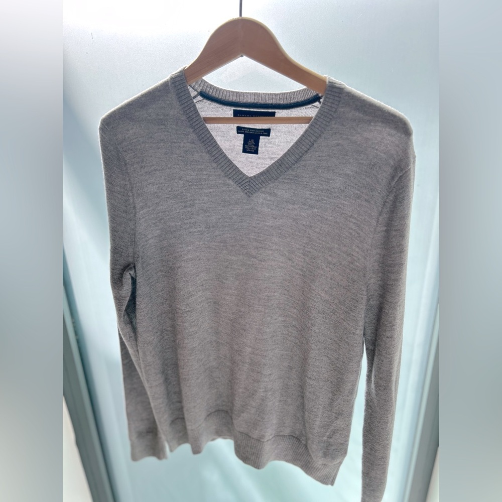 Banana Republic Large grey sweater for men 100% extra fine Merino wool